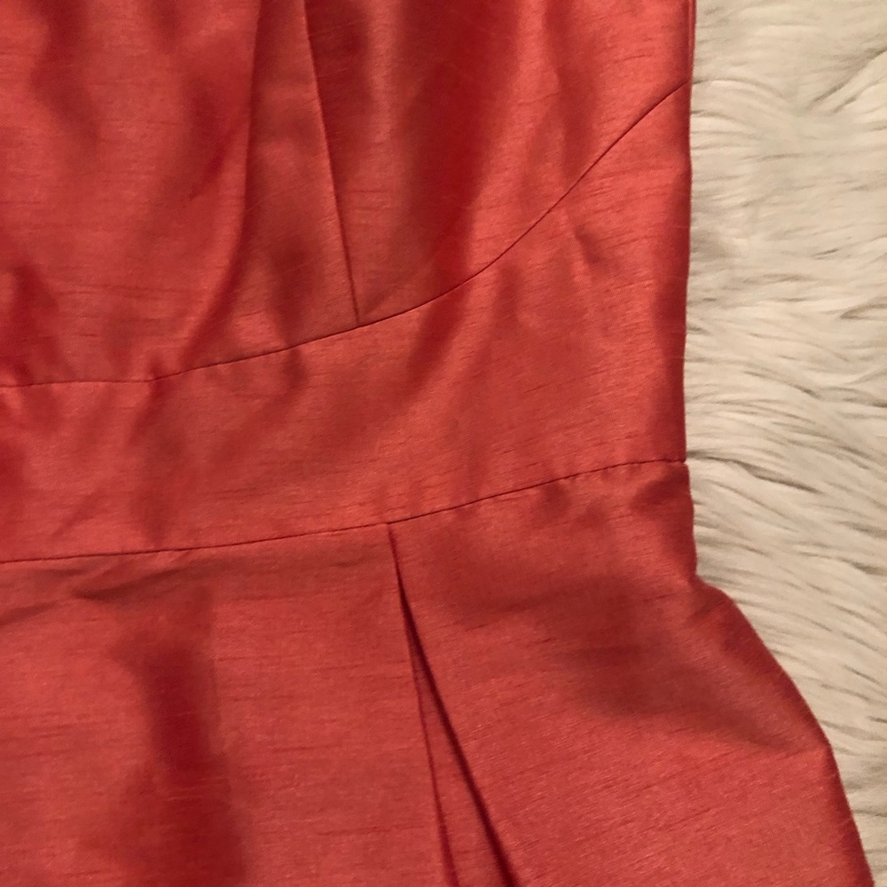 Alfred Sung Bateau Neck Bow Shoulder Dupioni Pink Orange Cocktail Dress size 6 - Picture 7 of 14